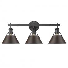  3306-BA3 BLK-RBZ - Orwell 3-Light Vanity Light in Matte Black with Rubbed Bronze